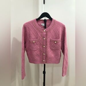 533. Urban Revivo Pink Textured Cardigan with Pearl Buttons - NWT